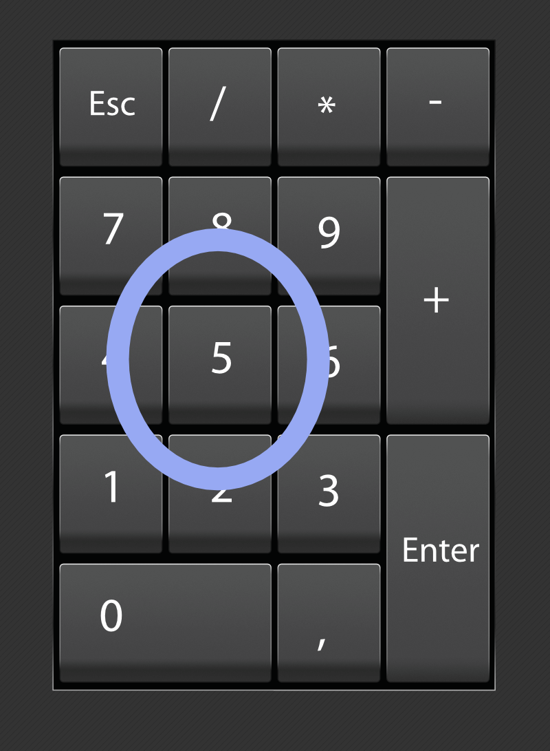 A number pad with an o that covers the numbers 8426.